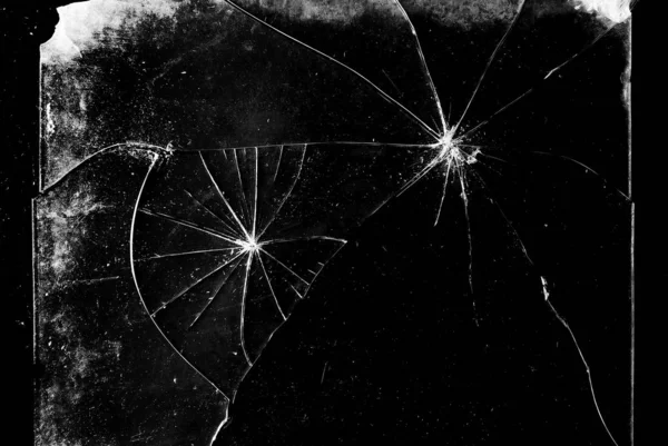 Scheuren Het Glas Een Zwarte Achtergrond Abstractie — Stockfoto