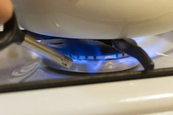 Quemador Gas Fuego Sobre Fondo Oscuro — Foto de Stock