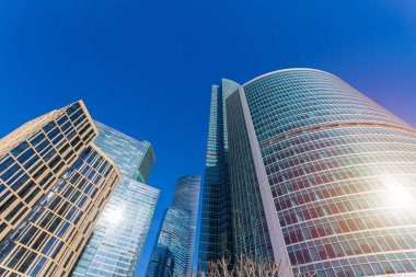 Moskova, Rusya - 07 Mart 2018: Moskova şehrinin iş merkezinde yüksek katlı.