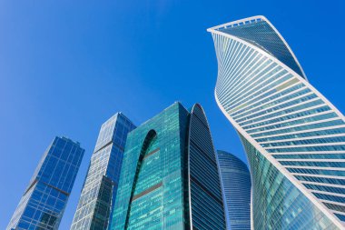 Moskova, Rusya - 07 Mart 2018: Moskova şehrinin iş merkezinde yüksek katlı.