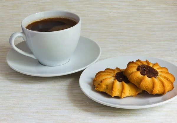 Одна Чашка Утреннего Черного Кофе Печенья — стоковое фото
