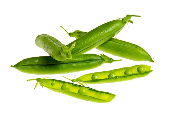 Estúdio Tiro Feijão Verde Isolado Branco — Fotografia de Stock