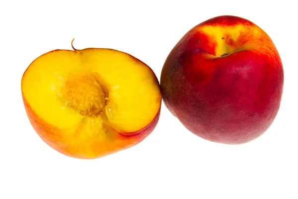 Fresh Peaches Fruits Isolated White Background — Stock Photo, Image