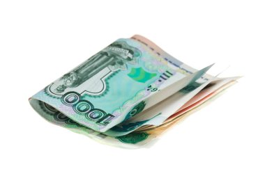  ruble banknotes isolated on white background
