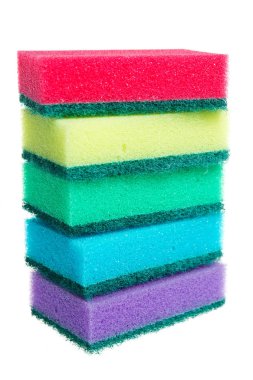 Beyaz arkaplanda izole edilmiş yemekler için sünger.