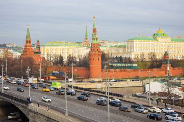 Moskova, Rusya - 14 Kasım 2018: Güneşli bir günde Moskova Kremlin