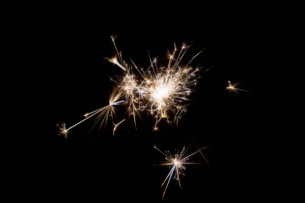 Beautiful Holiday Sparks Bengal Fire Black Background — Stock Photo, Image