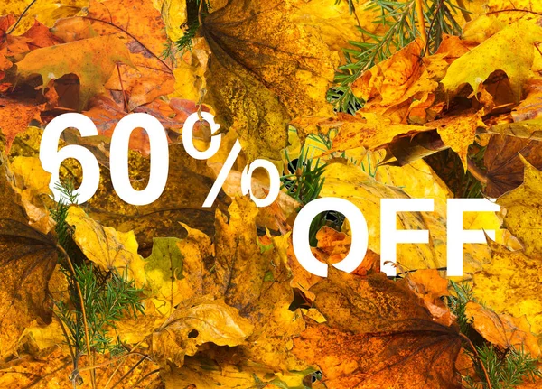 The inscription SALE on the background of yellow autumn leaves, the concept of the season sales
