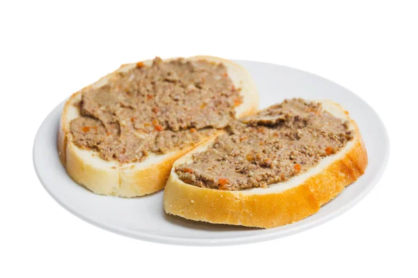 Sanduíches Com Pato Fígado Perto — Fotografia de Stock