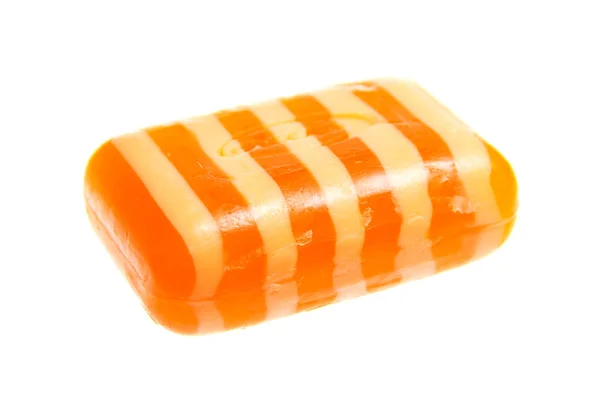 Pomerančové Mýdlo Izolovaných Bílém Pozadí — Stock fotografie