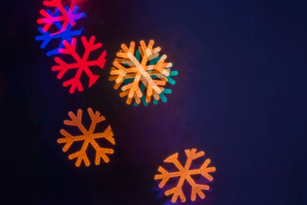 Fondo Navidad Abstracto Con Bokeh Forma Copos Nieve — Foto de Stock