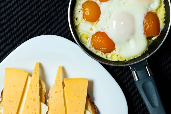 Huevos Revueltos Sartén Sándwiches — Foto de Stock