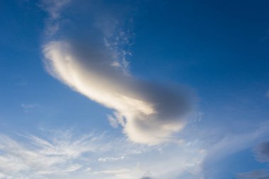 A cloud in the form of a penis against a blue sky