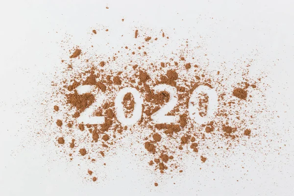 2020 Cacao Poudre Symbole Nouvelle Vue Dessus Année Carte Postale — Photo
