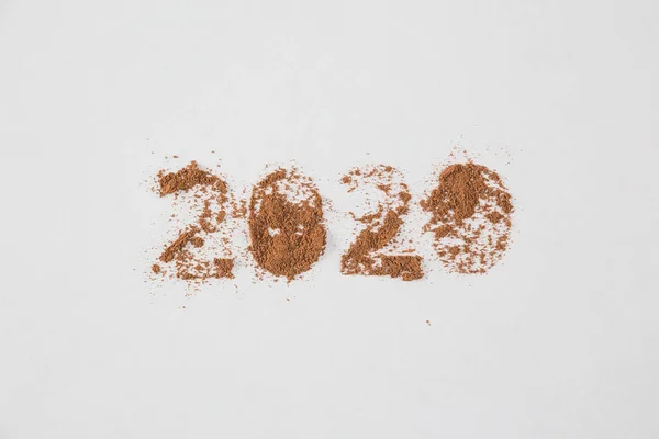 2020 Cacao Poudre Symbole Nouvelle Vue Dessus Année Carte Postale — Photo