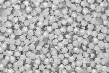 Parlak üçgen yüzlü çokgenler, soyut iş illüstrasyonu, siyah beyaz arkaplan, 3D görüntüleme