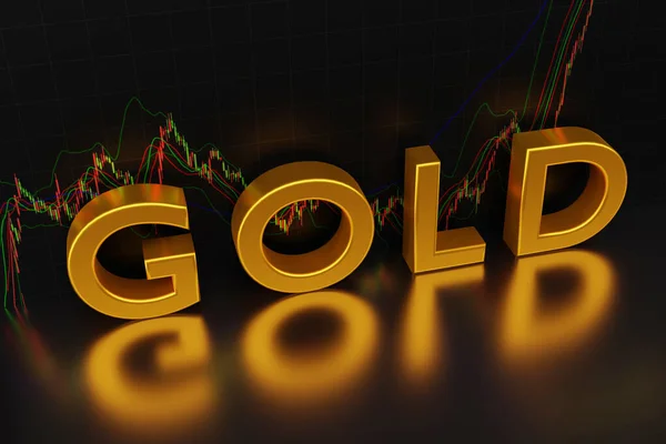 Золото Темном Фоне Японскими Свечами Золотой Знак Валютного Рынка Рендеринг — стоковое фото