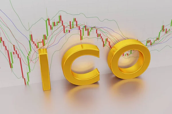 Ico Una Luce Con Candele Giapponesi Segno Oro Del Mercato — Foto Stock