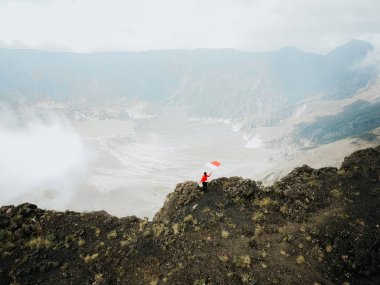 Hava manzaralı Tambora Dağı, Bima, Endonezya