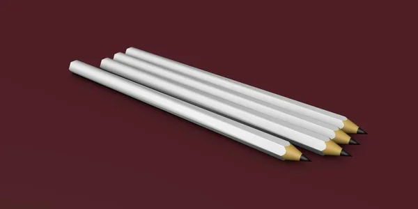 White Pencils Burgundy Background — Stock Photo, Image