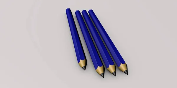 Several Blue Pencils White Background — Stock Photo, Image