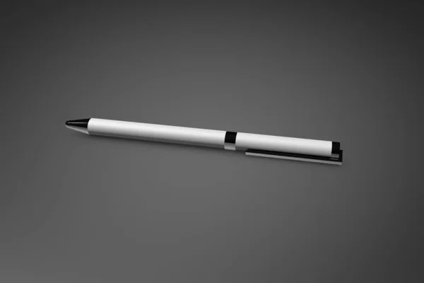 Белая Ручка Металлическими Элементами — стоковое фото