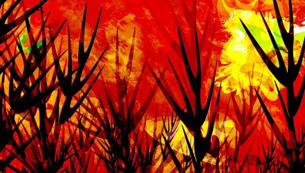 abstract wildfire in bright red colors