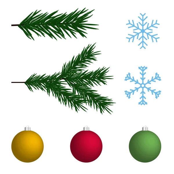 Πρωτοχρονιάτικα Κενά Διακοπών Για Σχεδιασμό Νιφάδες Χιονιού Παιχνίδια Κλαδιά Χριστουγεννιάτικων — Διανυσματικό Αρχείο