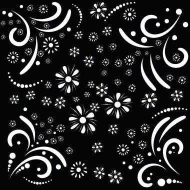 Yaratıcılık için siyah beyaz güzel çiçek süslemeleri açın.