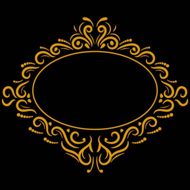 Yaratıcılık için siyah arkaplandaki desenlerden altın çerçeve aç