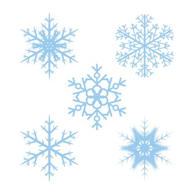 Kolaj ve tasarım için beş farklı kar tanesi