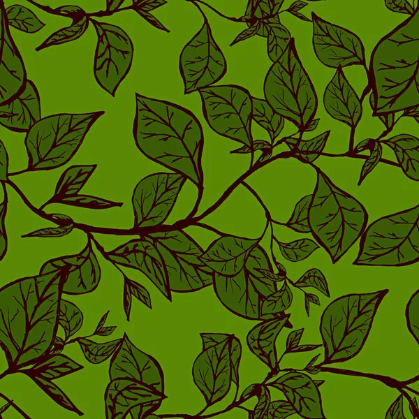 野菜の枝緑の背景にシームレスなパターン — ストック写真
