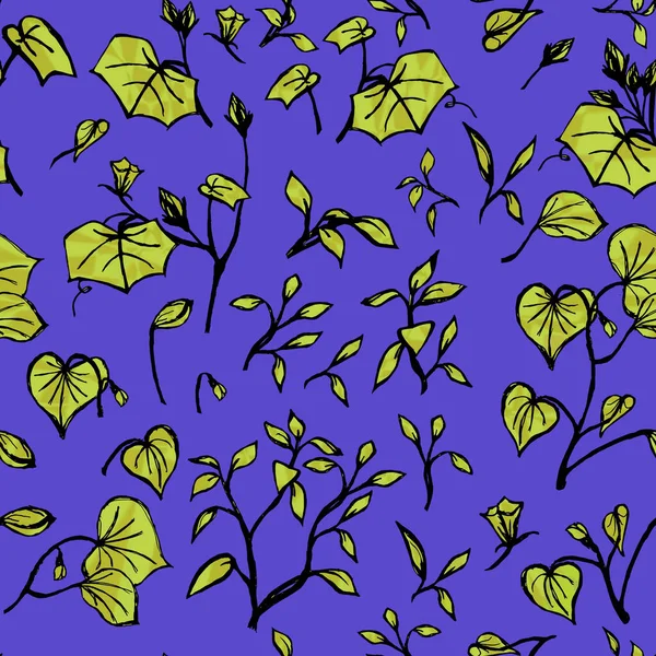 Naadloos Patroon Een Blauwe Achtergrond Met Gele Bladeren — Stockfoto