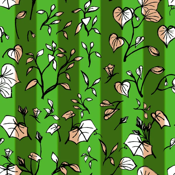 Λουλουδάτο Στολίδι Σχήμα Κλαδιών Πράσινα Φύλλα Πράσινες Ρίγες — Φωτογραφία Αρχείου
