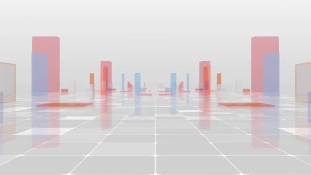 Чистый Кубический Пол Фон Является Простым Цветовым Кубиком Анимации Земли — стоковое видео