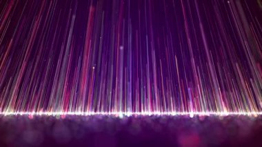 Renkli ışık çizgi parçacıkları muhteşem bir hareket grafik arka plan yükselen. Parçacıkların rengi yükseliyor, rastgele parçacık çizgileri büyüyor ve güzel düğün sahnesi kutlama videosu.