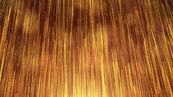 Gold Particle Streaks Rising Spectacular Motion Graphics Background Golden Random — Stock Video