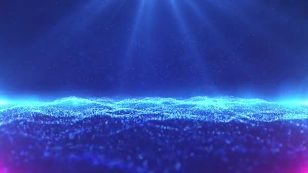 Blau Elegante Teilchenwelle Ist Ein Spektakulärer Bewegungs Graphik Hintergrund Blauwellen — Stockvideo