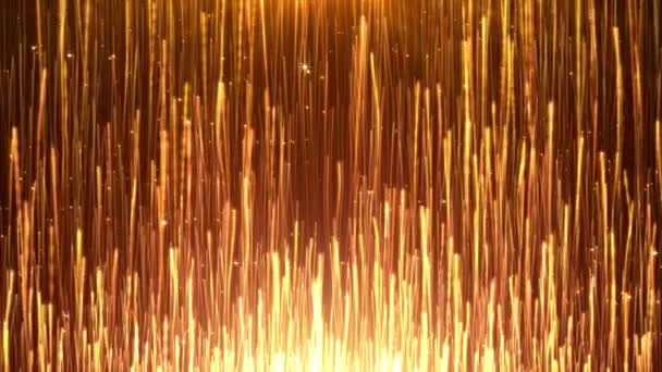 Возрастание Золотых Частиц Является Впечатляющим Фоном Графики Движения Элегантные Золотые — стоковое видео