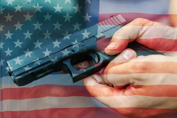 United States Gun Laws - Guns and weapons. A hand of man practic — Stock Photo, Image