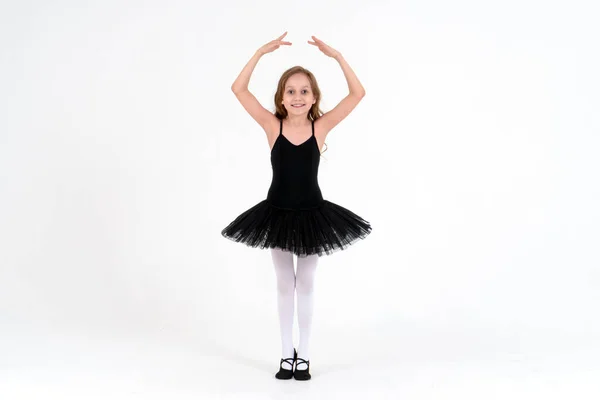 Cute little ballerina in dance studio. Dancing school. — Stock Photo, Image