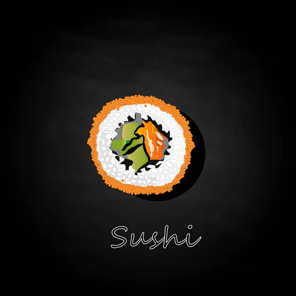 Nigiri Sushi Illustration Dark Background Isolated Top View — Stock Vector