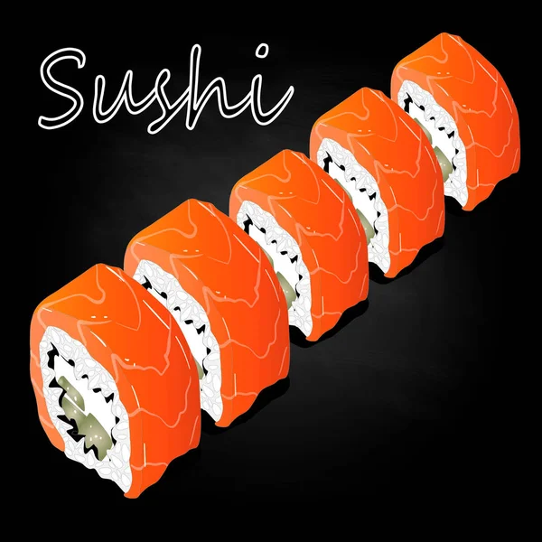 Nigiri Sushi Ilustração Sobre Fundo Escuro Isolado — Vetor de Stock