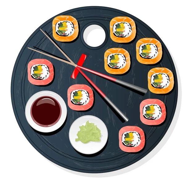 Nigiri şşş SETI illüstrasyon izole. Üstten görünüm.