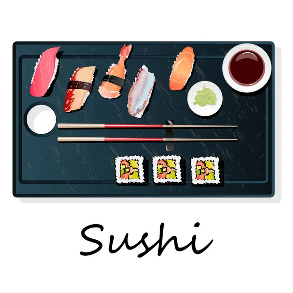 Nigiri şşş SETI illüstrasyon izole. Üstten görünüm.