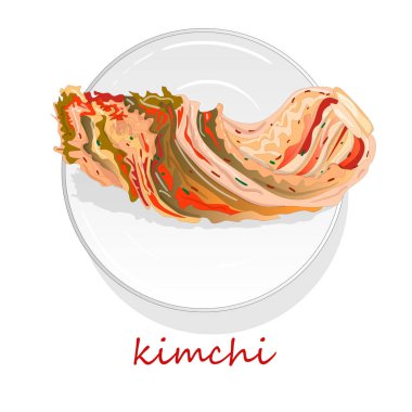 Kimchi, geleneksel Kore yemeği. Resimde beyaz.