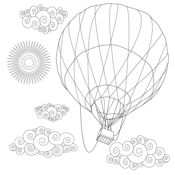 Balloon Coloring Image Hot Air Balloon Sky Vector Illustration — Stock Vector