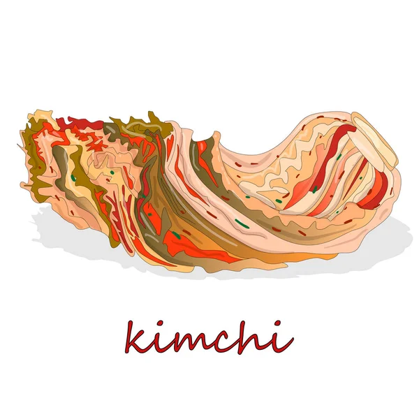 Kimchi Comida Tradicional Coreana Ilustração Sobre Branco — Vetor de Stock