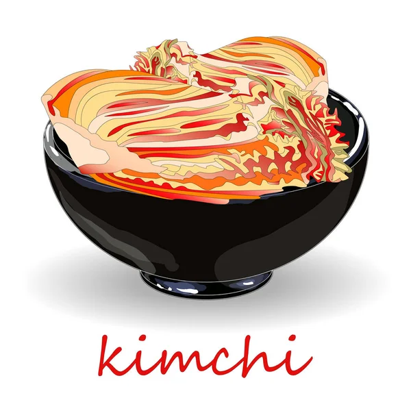 Kimchi Comida Tradicional Coreana Ilustração Sobre Branco — Vetor de Stock