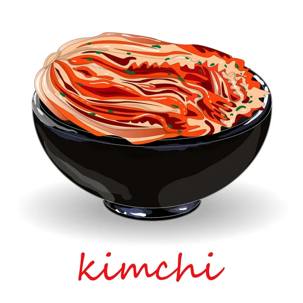 Kimchi Comida Tradicional Coreana Ilustração Sobre Branco — Vetor de Stock